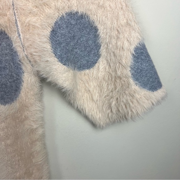 Anthropologie Moth Eyelash Polka Dot Long Cardigan Sweater XS/S Women’s Fuzzy - Picture 8 of 10
